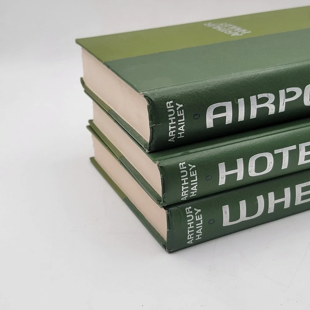 Arthur‎ Hailey Wheels Hotel Airport Hardcover Doubleday Book Set Vintage Good